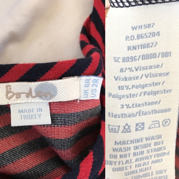 Boden Red Stripe Below Knee Pencil Dress WH507 - Picture 10 of 11